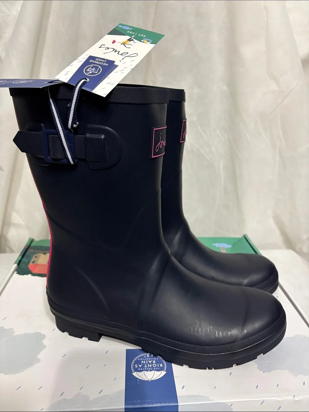 Joules Navy Rain Boots size US 10 NWT